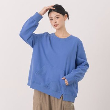 【MOSS CLUB】月球漫步M兔刺繡磨毛細絨上衣 藍 黃