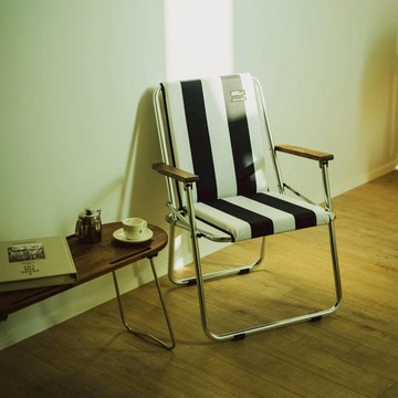 彈簧坐墊露營椅-兩色任選 黑白條紋