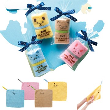 掛繩款好友動物方巾 12入組 200mm x 200mm