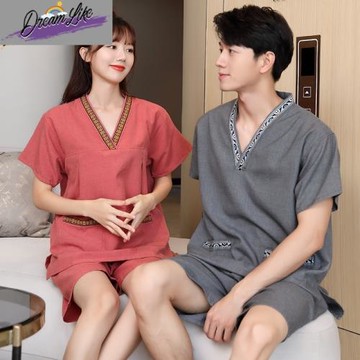 高檔純棉汗蒸服男女情侶浴袍桑拿洗浴服特大碼貴賓服按摩足療服浴