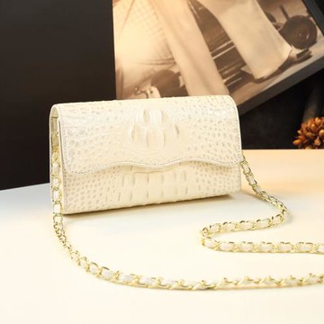 時尚女包真皮鱷魚紋鏈條手拿小包2024新款中年女士媽媽單肩斜挎包