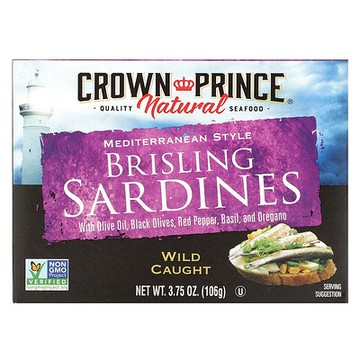 Crown Prince Natural, 小沙丁魚，地中海式，3.75盎司（106 克）