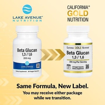 California Gold Nutrition, β-葡聚糖 1-3，1-6，200 毫克，60 粒素食膠囊