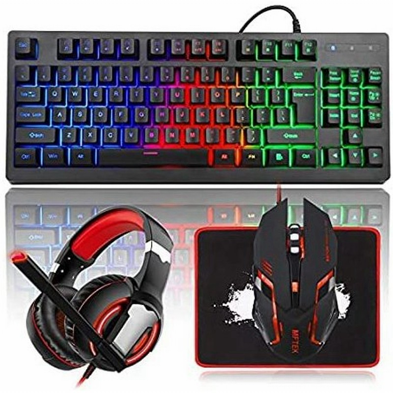 特別価格 Mftek Rgb レインボーバックライト付きゲームキーボードとマウスのコンボ Led Pc ゲーム用ヘッドセット マイク付き 大きなマウスパッド付き 通販 Lineポイント最大0 5 Get Lineショッピング