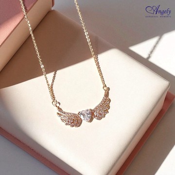 [快速出貨] 【Angely】金色天使之翼造型項鍊(享盒裝服務)｜精緻 氣質 獨特 生日禮物 情人禮物 女生禮物 女友禮物
