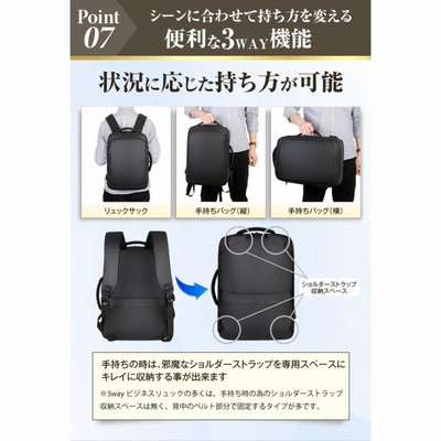 リュック メンズ ビジネスリュック 防水 3WAY 軽量 リュックサック 