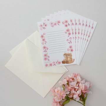 小信件套裝：Brown Tiger Brothers 賞櫻會、2 個信封、8 張信紙