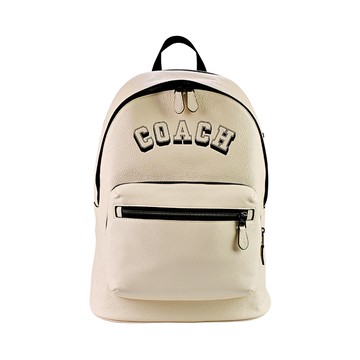 COACH 白堊色美式校園風LOGO字印前口袋男士後背包 (大)