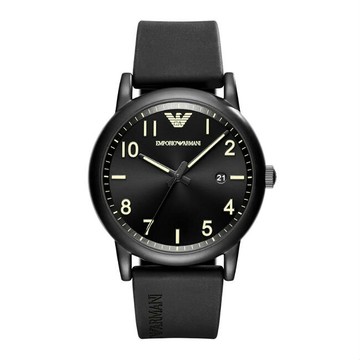 EMPORIO ARMANI亞曼尼 AR11071 前衛時尚橡膠帶腕錶/黑面43mm｜樂天領券現折★全館特惠中★指定刷卡回饋10%