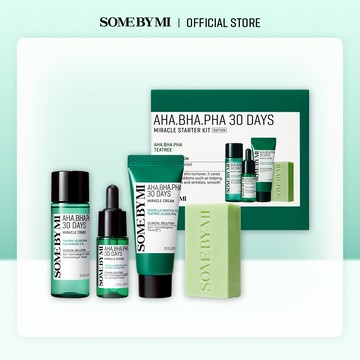 [SOMEBYMI] 茶樹三酸30天奇蹟4件中樣套裝 (化妝水/精華液/面霜/清潔肥皂)