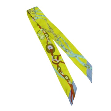 【二手名牌BRAND OFF】HERMES 愛馬仕 黃色系 TWILLY 絲巾