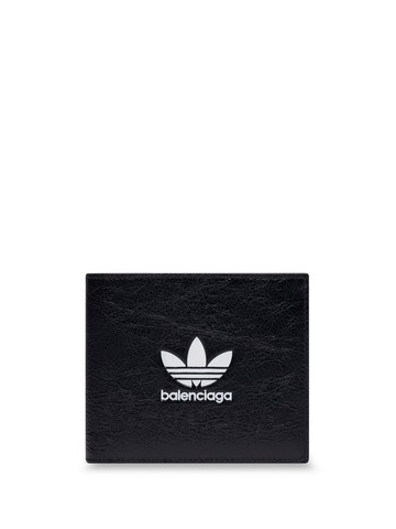 Balenciaga - x Adidas trefoil-print folded wallet - men - Lambskin - One Size - Black