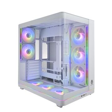 Superchannel SAC449(W)  ATX  ARGB 風扇 TYPE-C 20Gbps 海景房 曲面玻璃 雙艙式 白色 電腦機殼