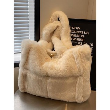 春季毛絨絨包包通勤托特包女2025新款時尚流行單肩包大容量手拎包