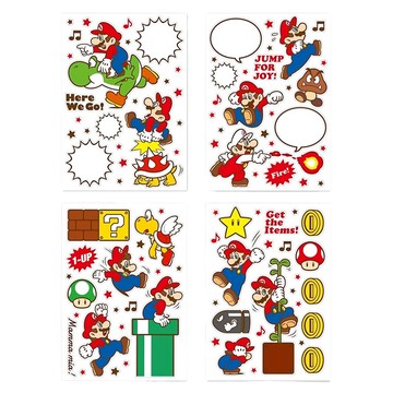 SUPER MARIO 超級瑪利歐 Home和Party牆面貼紙 裝飾牆壁  364 x 257mm  動作造型 多色