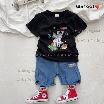 🌈✨mix1001追夢太空人滑面印圖上衣❤️兒童滑面印圖上衣 5-17