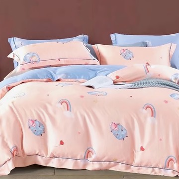 TENCEL 40支100%純天絲 全鋪棉床包組  雙人特大  卡卡西  床包+棉被+枕套2個