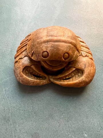 八方來財-和闐玉黃金皮螃蟹擺飾擺件/招財/收藏/風水