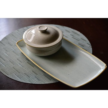 英國Churchill |【優惠套組】米白陶盅 x 蛋清大長方盤