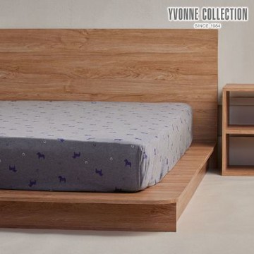 YVONNE 以旺傢飾 冰島馬印花單人床包-岩石灰
