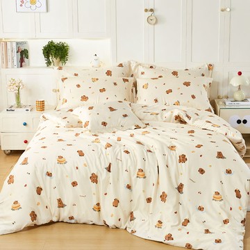 床包被套組-單人/雙人/加大/ 奧地利天絲 / 水豚假期 台灣製