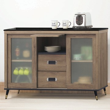 【文創集】貝克群 時尚4尺雲紋石面餐櫃/收納櫃-121x40x85cm免組