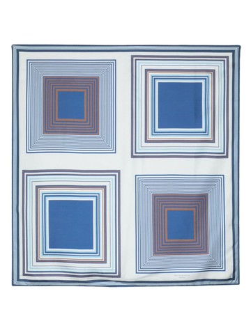 Aspinal Of London - Mirrored Squares silk scarf - women - Silk - One Size - Blue