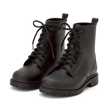 D+AF 【機能鞋墊】綁帶造型短筒馬丁雨靴