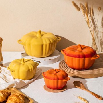 LePantry南瓜盅陶瓷蒸蛋碗帶蓋雙耳碗面碗湯碗可愛烤碗小碗大碗