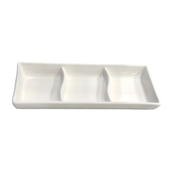 TATUNG 大同磁器 象牙強化 三格小菜碟  白色  1組