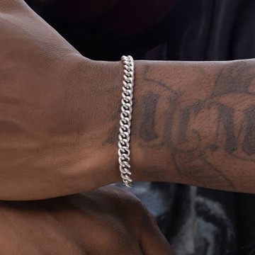 GRGR 925純銀古巴手鏈男潮嘻哈歐美簡約百搭cuban link女同款素鏈