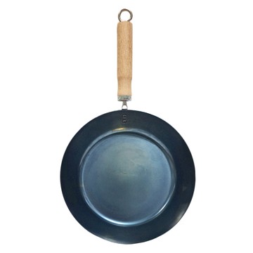 京都活具 木柄平底鐵鍋 28cm 700度C高溫熱處理 鍋身不易生鏽  1個