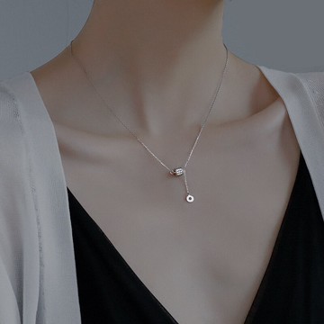 銀奧925純銀小蠻腰項鏈女年新款鎖骨鏈ins小眾設計轉運珠吊墜