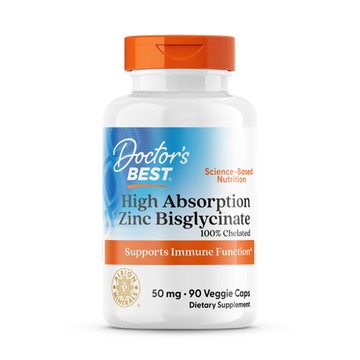 Doctor's Best High Absorption Zinc Bislgycinate 50 mg - 90 Veggie Caps