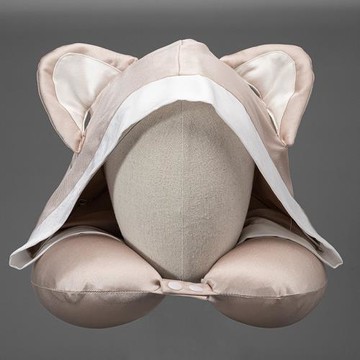 【微瑕疵】100真絲U型枕護頸枕連帽貓型可愛飛機旅行便捷午睡