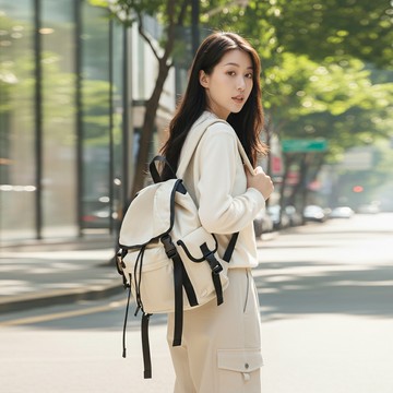 INS韓系小姐姐後背包 DAISEY 溫柔米