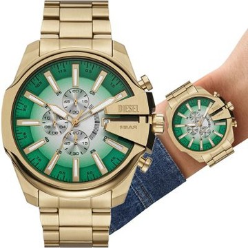 DIESEL Mega Chief Slim 大錶徑漸層綠三眼計時手錶 暑期質感選物 送禮首選-48mm DZ4684