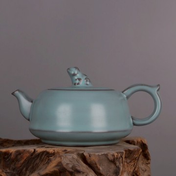 宋 汝窯天藍釉蟾蜍支釘壺 仿古瓷器五大名窯軟裝家居裝飾收藏擺件