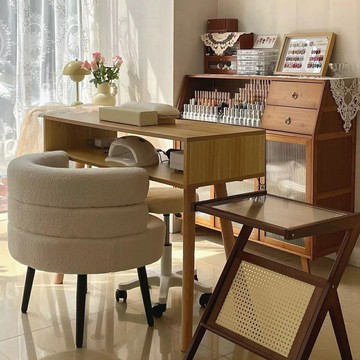 網紅美甲桌日式木質美甲桌子小型一人雙人帶抽屜美甲店桌子美甲臺