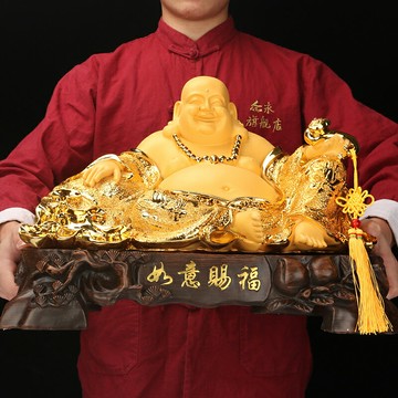 大肚彌勒佛擺件樹脂招財佛像居家供奉神像家居客廳家用裝飾工藝品