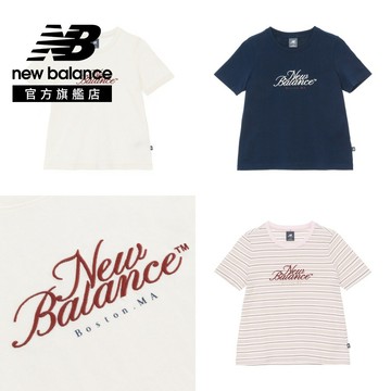 【New Balance】 NB 復古標誌短袖上衣_女性_米杏/藍/燕麥條紋任選_WT61R8WDCIC/NNY/SHY