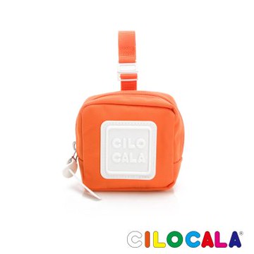 CILOCALA 亮彩尼龍防潑水可扣式零錢包-火橙橘