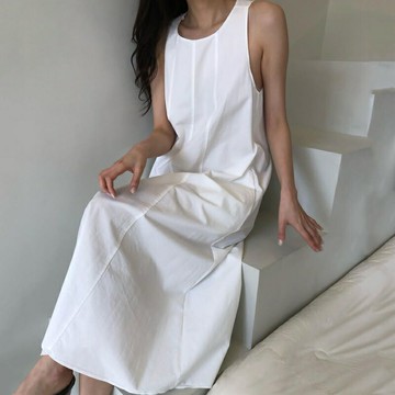 【巴黎精品】現貨+預購 連身裙無袖洋裝-純色後背交叉長款女裙子3色a1go58