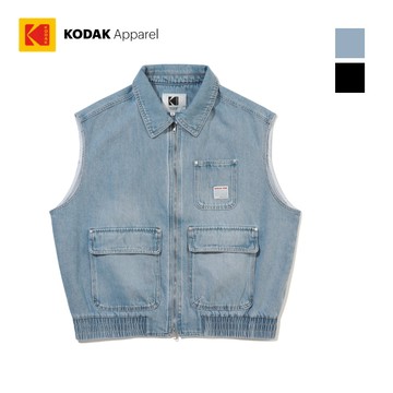 【KODAK Apparel】柯達 RGB牛仔復古背心 2色(黑 藍) KB616001