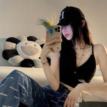 FrailState 2R春夏新款塑身運動吊帶背心V領黑色