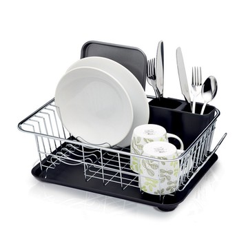 《KitchenCraft》集水盤+餐具碗盤瀝水架-黑-- 餐具 碗盤收納架 流理臺架