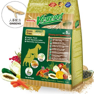 VegePet 【VP專業級無穀蔬食狗食】成犬用 450gx2包(人蔘配方)