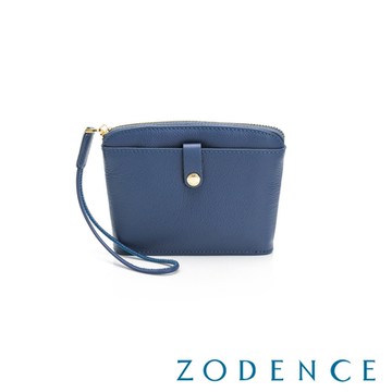 ZODENCE MAG進口真皮雙面拉鍊手拎包 藕藍