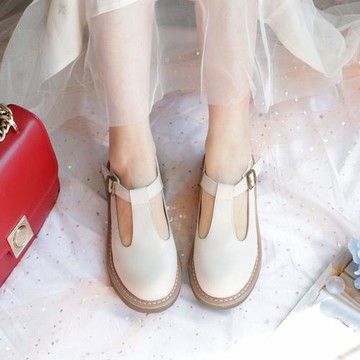 一字扣瑪麗珍單鞋女真皮日系可愛少女鞋子洛麗塔蝴蝶結軟妹學生鞋