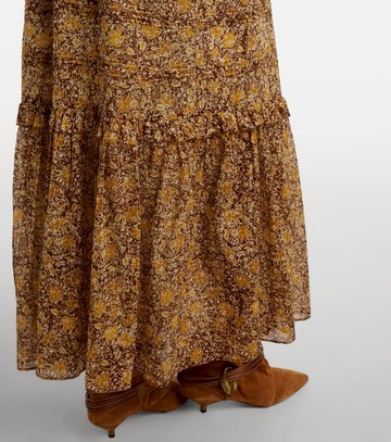 Marant Etoile Volumia floral cotton tiered maxi skirt